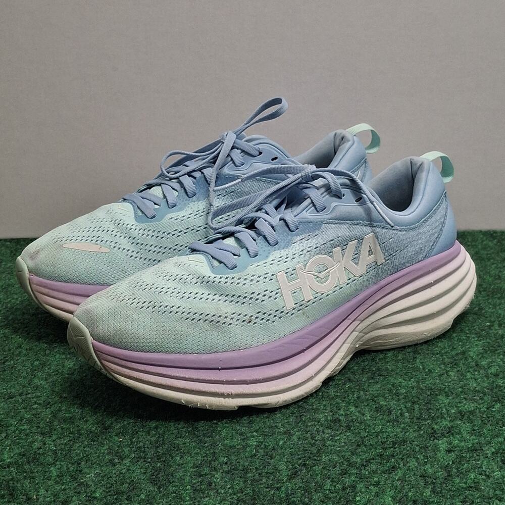 Hoka One One Bondi 8 Shoes Womens 9D Wide Blue Road Running Athletic Sneakers